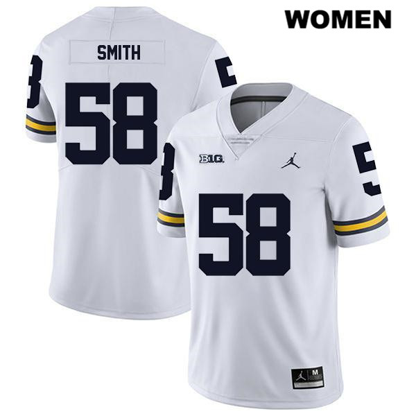 Women's NCAA Michigan Wolverines Mazi Smith #58 White Jordan Brand Authentic Stitched Legend Football College Jersey ZZ25J84YK
